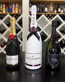 Box 3 Champagne Esclusiva – Moët & Chandon Glitter, Ice Rosé Magnum e Dom Pérignon Luminous 2015